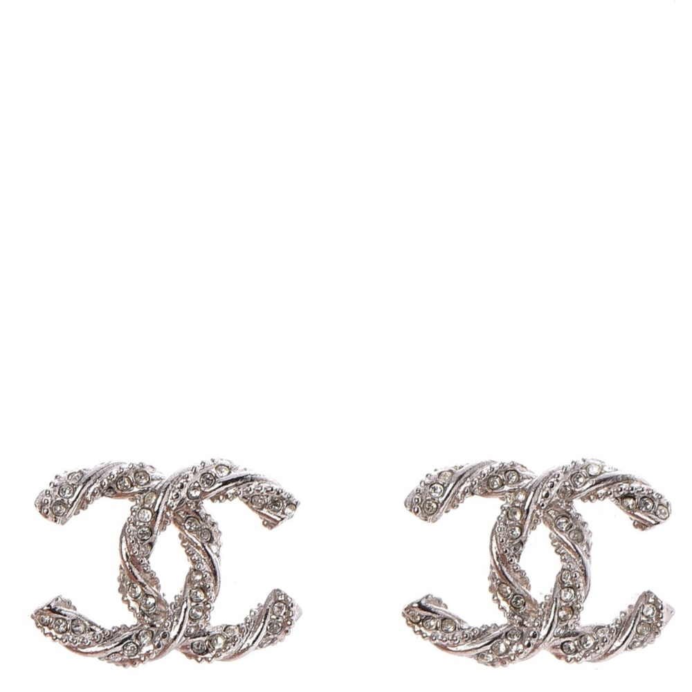 CHANEL crystal CC twisted earring